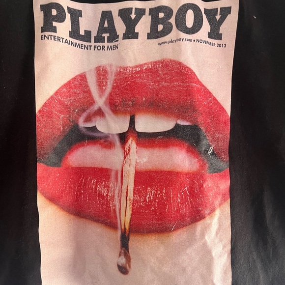 Playboy Black Lips Cropped T-Shirt oversized by Missguided - Picture 4 of 5
